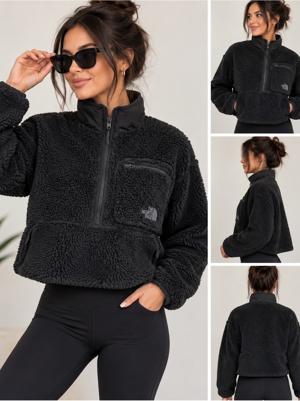 The North Face Black Teddy Jacket with Chest Zip Pocket
